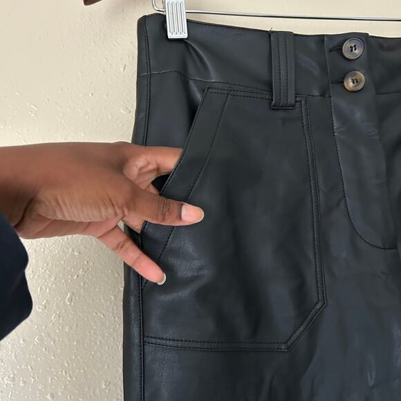 Maeve by Anthropologie Black Faux Leather High Waisted Pants US Size 8 - Picture 9 of 14